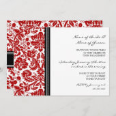 黒い赤のパターン婚約パーティ招待状 招待状 (正面/裏面)
