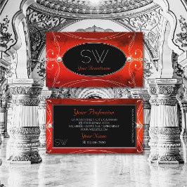 黒い赤の斜角の輝華美く宝石のイニシャル 名刺