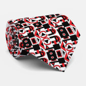 黒い赤の白い抽象芸術幾何学的パタモダンーン ネクタイ (ロール)