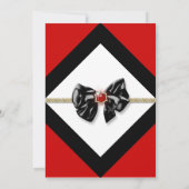 黒い赤の白い金ゴールドのパーソナライズ 招待状 (裏面)