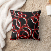 黒い赤の白とグレーのジオメトモダンリの円 クッション (ブランケット)