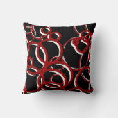 黒い赤の白とグレーのジオメトモダンリの円 クッション (裏面)