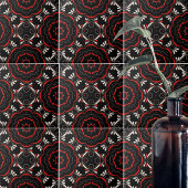 黒い赤の白の民族の幾何華美パターン タイル