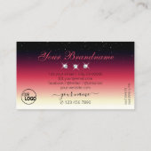 黒い赤の白グラデーション輝くダイヤモンド追加ロゴ 名刺 (裏面)