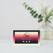 黒い赤の白グラデーション輝くダイヤモンド追加ロゴ 名刺 (スタンド正面)