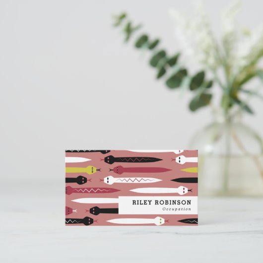 黒い赤の黄と白のヘビ 名刺 (スタンド正面)