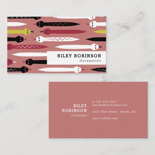 黒い赤の黄と白のヘビ 名刺 (正面/裏面)