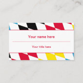 黒い赤の黄色と青のバイエルンのダイヤモンドパターン 名刺 (裏面)