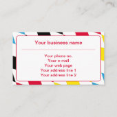 黒い赤の黄色と青のバイエルンのダイヤモンドパターン 名刺 (正面)