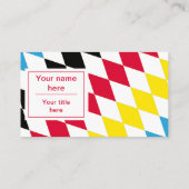 黒い赤の黄色と青のバイエルンのダイヤモンドパターン 名刺 (裏面)