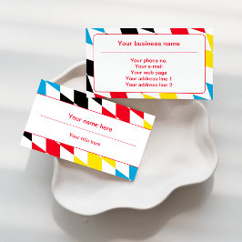 黒い赤の黄色と青のバイエルンのダイヤモンドパターン 名刺
