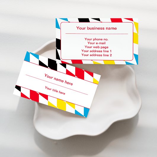 黒い赤の黄色と青のバイエルンのダイヤモンドパターン 名刺