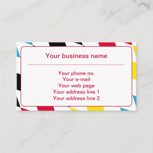 黒い赤の黄色と青のバイエルンのダイヤモンドパターン 名刺 (正面)