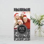 黒い赤の"世界への喜び"ホリデーフォトカード シーズンカード (スタンド正面)