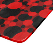 黒い赤点々のある円ガラスの切断板 カッティングボード (角)