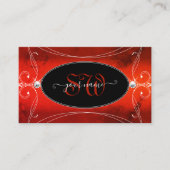 黒い赤角のスパークル華美ジュエルズモノグラム 名刺 (正面)