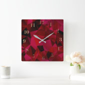 黒い赤、ポリゴン スクエア壁時計 (ホーム)