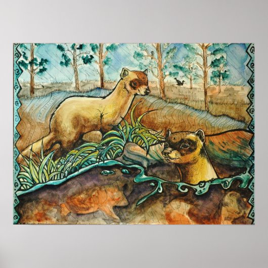 黒い足のフェレットのポスター ポスター (正面)