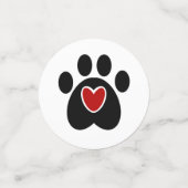 黒い足のプリントの赤いハート コンフェッティ (スモール正面)