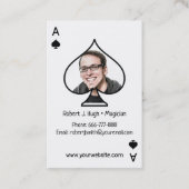 黒い踏鋤エースのトランプのポーカーの写真テンプレート 名刺 (正面)