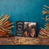 黒い蹄のグリーン写真 馬のメモリアル フォトプラーク (側面)