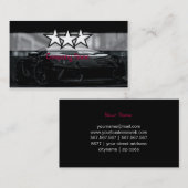 黒い車の背景に3つの星すごいがある 名刺 (正面/裏面)