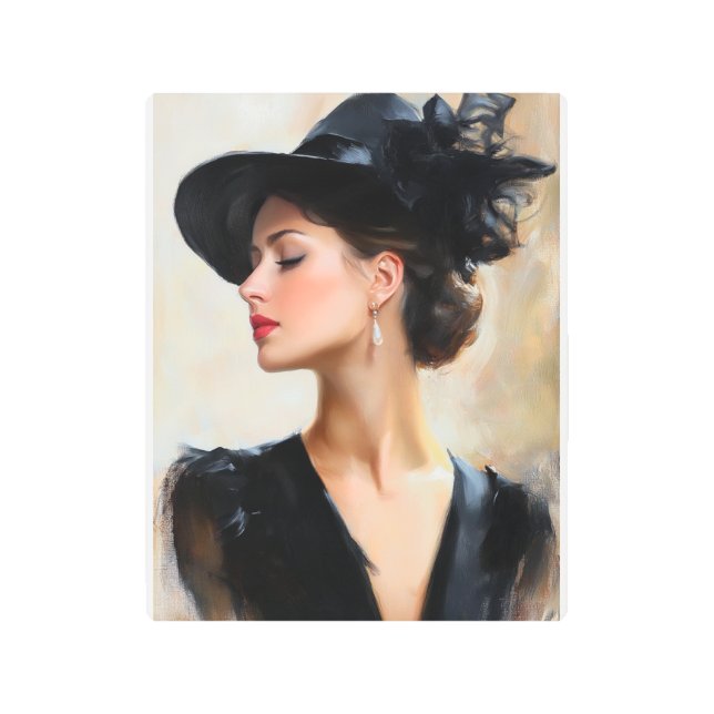 黒い輝く女性 メタルプリント (正面)