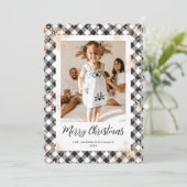 黒い輝く雪の結晶の写真メリークリスマス シーズンカード (スタンド正面)