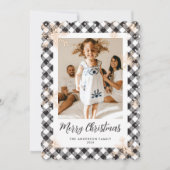 黒い輝く雪の結晶の写真メリークリスマス シーズンカード (正面)