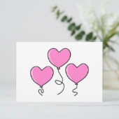 黒い輪郭が付いているピンクのハートの気球 出欠カード (スタンド正面)