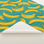 黒い輪郭のシームレスな模様を持つ黄色のバナナ  シェルパブランケット (3/4)