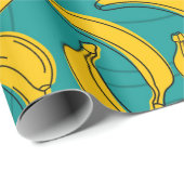 黒い輪郭のシームレスな模様を持つ黄色のバナナ  ラッピングペーパー (ロールコーナー)