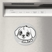 黒い輪郭を持つ子犬 マグネット (インサイチュ (食洗機))