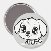 黒い輪郭を持つ子犬 マグネット (正面/裏面)