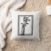 黒い輪郭を持つ白黒のバイオリンの巻物 クッション (ブランケット)