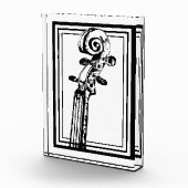 黒い輪郭を持つ白黒のバイオリンの巻物 フォトブロック (右)