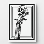 黒い輪郭を持つ白黒のバイオリンの巻物 フォトプラーク (正面)