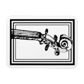 黒い輪郭を持つ白黒のバイオリンの巻物 マグネット (横)