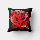 黒い輪郭を持つ赤いバラ クッション (裏面)