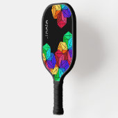 黒い追加の名前で3D Bright Rainbowランダムキューブ ピックルボールラケット (左)