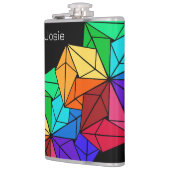 黒い追加名の上に3D Bright Rainbow Cube Triangles フラスク (左)