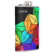 黒い追加名の上に3D Bright Rainbow Cube Triangles フラスク (右)