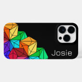 黒い追加名の上に3D Bright Rainbow Cube Triangles iPhoneケース (裏面横)