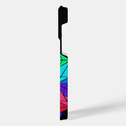 黒い追加名の上に3D Bright Rainbow Cube Triangles iPhoneケース (左側面)