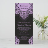 黒い退職パーティーの招待の薄紫のダマスク織 招待状 (スタンド正面)