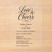 黒い透明な愛と応援エレガントな結婚式 アクリル招待状 (正面)