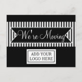 黒い通知はがきを移ストライプの動する 案内ポストカード (正面)