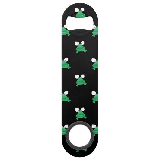 黒い速度のビール瓶のオープナの緑カエル スピード栓抜き (裏面)