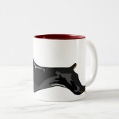 黒い連続したドーベルマン犬 ツートーンマグカップ (正面右)