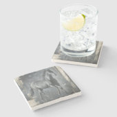 黒い連続した種馬 ストーンコースター (横)